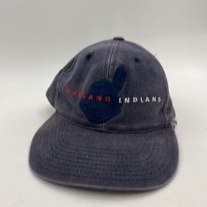 Vintage 1990s MLB Team Cleveland Indians Plain Logo Snapback Hat Baseball Cap